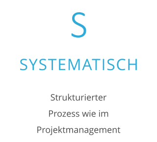 S SYSTEMATISCH Strukturierter  Prozess wie im  Projektmanagement